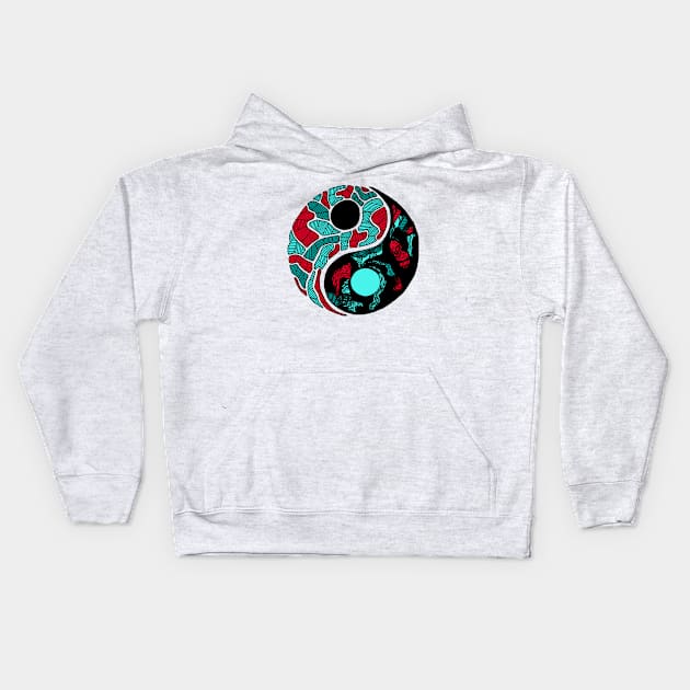 Turqred Abstract Yin Yang Kids Hoodie by kenallouis